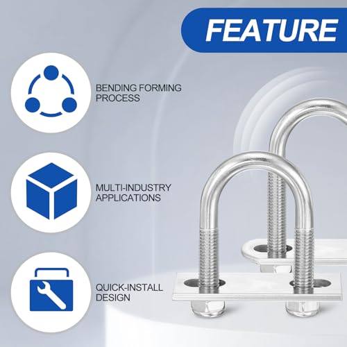 METALLIXITY U Bolts 4Set M6x33x53,Round U Bolt Kits 304 SS U Clamp - color: Silver, size: M6x33x53mm