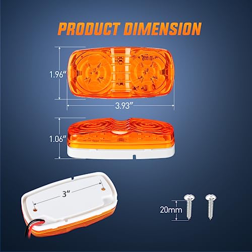 Nilight Double Bullseye Marker Light 5PCS Amber 10LED Rectangular - color: 5Pcs Amber