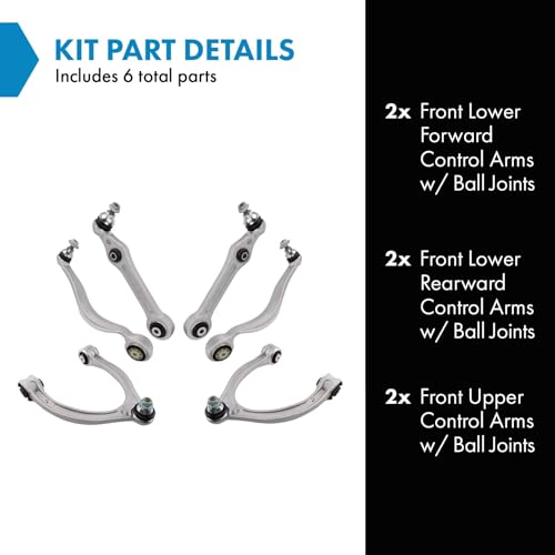 TRQ Front Left and Right Upper and Lower Control Arm with Ball Joint Set 6 - style: PSA19893