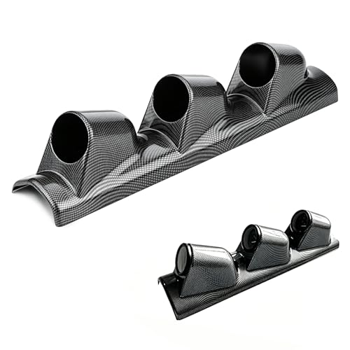 Universal Black 2" 52mm Triple 3 Hole Pillar Gauge Pod Holder, Automotive Housing Pods, ABS Plastic Auto Dash Mount Bracket, Dashboard Meter Cup Holder for Cars, Trucks (A/Triple Hole Carbon) - color: A/Triple Hole Carbon