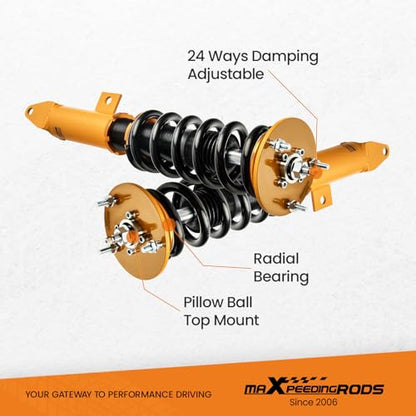 maXpeedingrods Coilovers for Dodge Challenger 2008-2010, for Dodge Charger SRT8 2006-2010, 24 Levels Damper Adjustable Coilovers Suspension Kit, Height Adjustable Lowering Kit, Gold