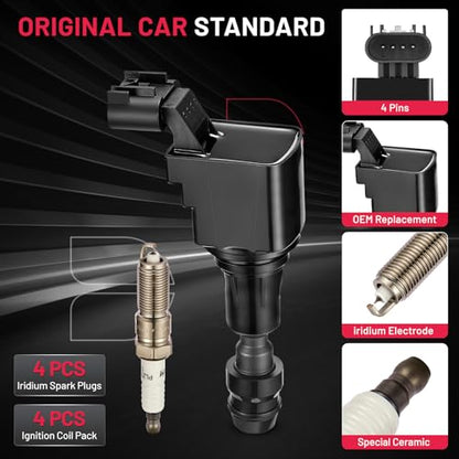 BDFHYK Ignition Coil UF491 and Spark Plug 12578224 for Chevy Malibu HHR
