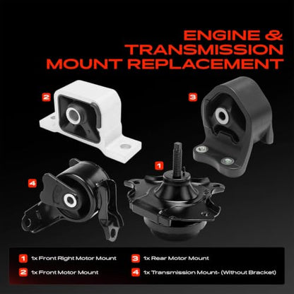 A-Premium Engine Motor Mount and Transmission Mount Kit, Set of 4 - style: 4PCS Set