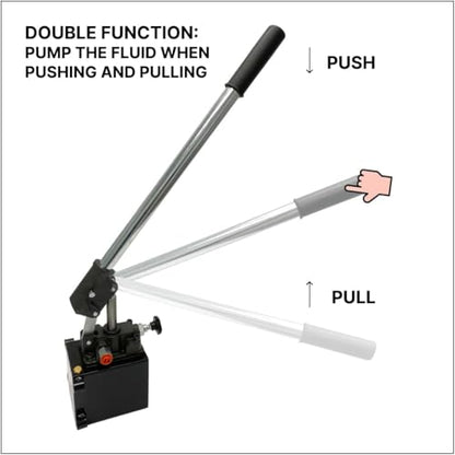 Spare Parts Holland - Single Acting Hydraulic Piston Hand Pump with Release Knob, Hand Operated Hydraulic Pump 3/8" NPTF Ports (2.7 CID 5 Qrt Tank (1.3 Gal) - size: 2.7 CID 5 Lt. tank (1.3 Gal)