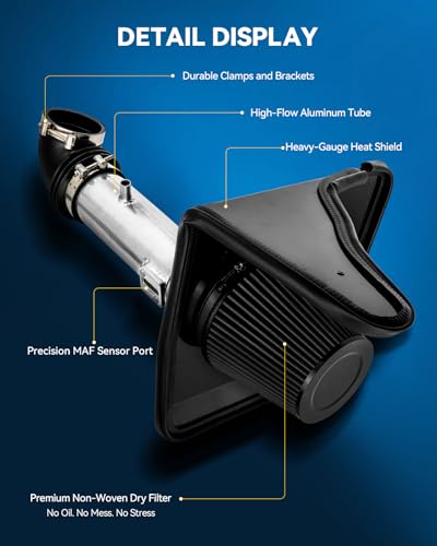 PHILTOP 3" Cold Air Intake Kit Fit for 2012-2015 Chevrolet Camaro 3.6L - color: Black, size: 2012-2015 Chevrolet Camaro 3.6L