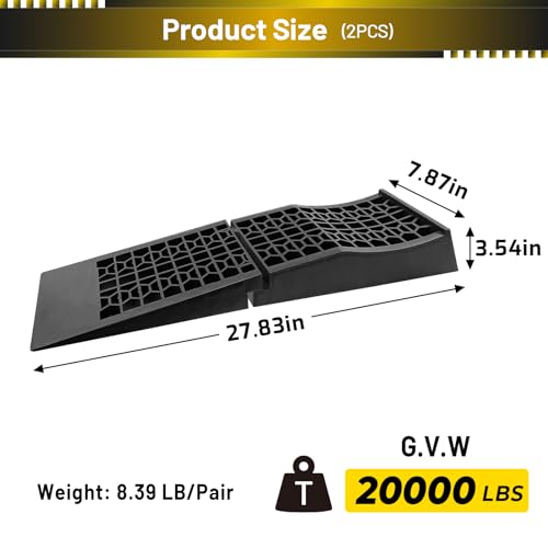 HOXWELL Detachable Low Profile Car Ramps for High Lift and Jack Support, Heavy Duty Car Ramps for Low Cars, Removable Vehicle Ramps for Garage, 15.35''-27.83'' L, 2PCS - size: 260DT-2PCS