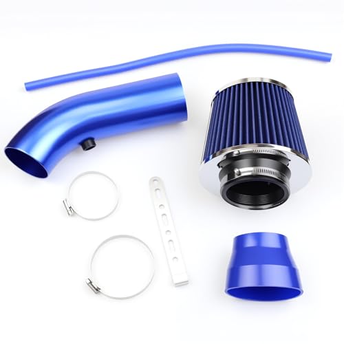 Cold Air Intake Pipe, 76mm 3 Inch Universal Performance Car Cold Air Intake Turbo Filter Aluminum Automotive Air Filter Induction Flow Hose Pipe Kit (BLUE) - color: BLUE