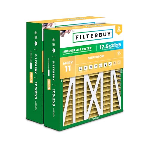 Filterbuy 17.5x21x5 Air Filter MERV 11 Pet & Allergy Defense (2-Pack) - size: 17.5x21x5