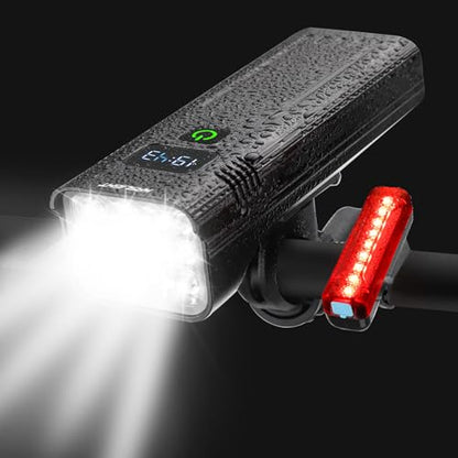 Bike Lights,Bike Light for Night Riding,10000Lumen LED Bike Headlight,Rechargeable Bike Headlight,Bright Bike Lights Front and Back with High Beam&Low Beam Light,Free Taillights - color: BLACK 8 LED