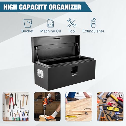Garvee Black Steel Truck Bed Tool Box, Trailer Tongue Box, Truck Storage Organizer Tool Chest For Truck Bed, RV, Trailer - size: Black-30