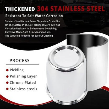 Rtrhinotuning Stainless Steel Push Through Center Caps 3.19" for Trailer Truck Rv Wheel Rims Chrome Trailer Hub Cap 3.6" Hight 4 PCS Wheel Center Caps - color: Chrome, size: 3.19" Center Hole, 3.6" Height