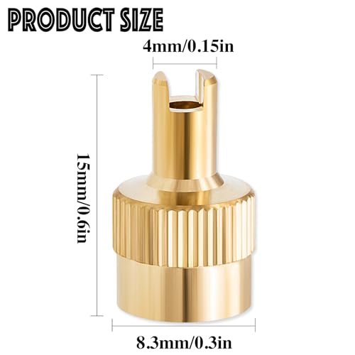 10PCS Tire Valve Stem Caps, Nickel Brass Slotted Slot Valve Stem Caps with Valve Core Remover, with O Rubber Ring, Universal for Cars, SUV, Trucks, Bikes, Motorcycles, Bicycles(Gold) - color: Gold, size: 10 pcs