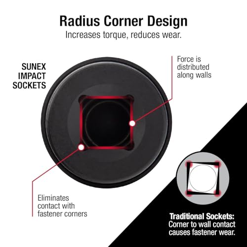 SUNEX TOOLS 2300, 1/2" Drive, Universal Impact Joint, Cr-Mo Steel, Radius Corner Design, Flexible, Meets ANSI Standards
