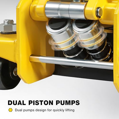 YELLOW JACKET Low Profile Floor Jack with Dual Pumps Quickly Lift Hydraulic Car Jack with Pad, 4 Ton (8,800 lb) Capacity - color: Steel, size: 4T low profile dual pump