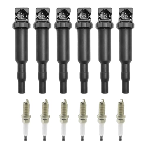 6 Packs UF592 Ignition Coils Pack 12122158253 Spark Plugs Compatible with BMW 128i 325i 328i 328xi 330i 525i 525xi 528i 528xi 530i X3 Z4 2006 2008 2007-2012 Replace# 0221504470 12137594937 - size: UF592