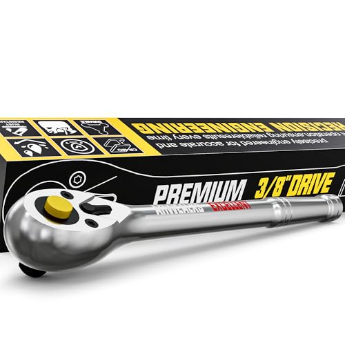3/8-Inch Drive Ratchet, 9'' Ratchet Handle, 72-Tooth Quick-release Ratchet Wrench, Full Polished, for Auto Repair, Mechanical Repair - size: 3/8 drive 9 inch