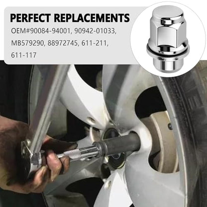 4PCS M12x1.5 Lug Nuts Set,Chrome-Plated Steel Wheel Locks Lug Nuts with Washer Replaces OEM#90084-94001,Lug Nut Lock Set Compatible with Toyota Camry Prius Lexus ES250 Scion (4PCS) - color: 4PCS