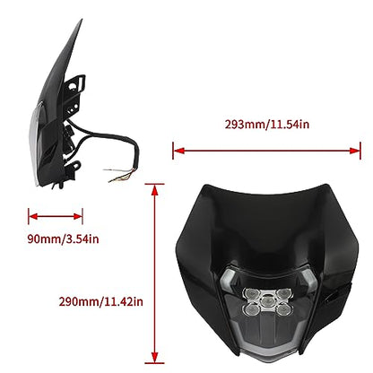 Dirt Bike LED Headlight,Universal Motorcycle Head Lamp Kit Compatible With Motocross Pit Bike Enduro ATV Supermoto 150 250 350 450 500 SX XCW EXC SXF XC SMC R 690(Black) - color: 16-5LED Black