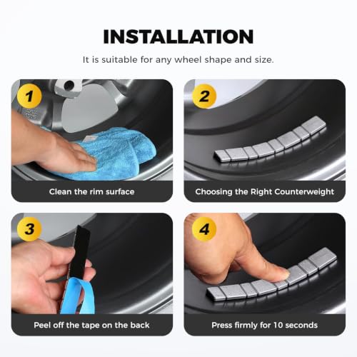 2.12oz/60g Adhesive Stick On Wheel Weights, 10 Strips, Strong Backing