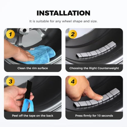 2.12oz/60g Adhesive Stick On Wheel Weights, 10 Strips, Strong Backing