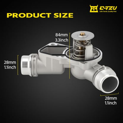 Upgrade Aluminium Thermostat Housing Assembly Compatible with BMW 323 325 328 330 525 528 530 X3 Z3 Z4 X5 1999-2006 - Replaces 11537509227 11531437040 11531436823 - color: 11537509227