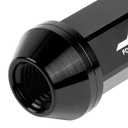 J2 Engineering 20 Pcs 7075 Aluminum Closed End M12 x 1.5 Lug Nuts Set w/Socket Adapter, Black, Fit Conical Seat, LN-T7-005-15-BK