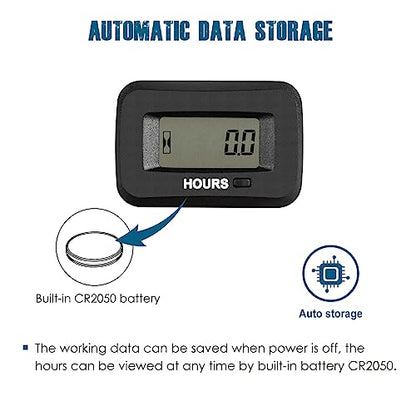 Runleader RL-HM038AG Digital LCD Hour Meter AC/DC 5V to 277V Maintenance