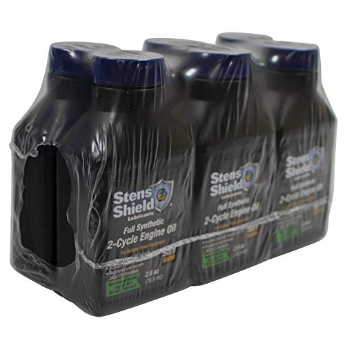 Stens Shield 2 Cycle Engine Oil 770-264, Full Synthetic 2 Stroke Oil, Engine Oil for Outdoor Power Equipment, Twenty-Four 2.6 oz. Bottles/case, 1 Bottle Makes 1 Gallon of 50 to 1 Fuel Mix, Blue Oil