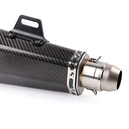 PACEWALKER 38-51mm Real Carbon Fiber Motorcycle Exhaust Muffler - size: Real Carbon Fiber