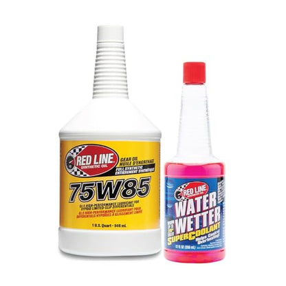 Red Line 80204 WaterWetter Super Coolant - 12 Ounce | Red Line 50104 75W85 GL-5 Full Synthetic Gear Oil for Hypoid Limited Slip Differentials - 2 Quarts