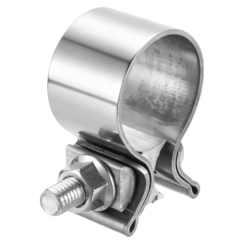 HARFINGTON 410 Stainless Steel Exhaust Clamp 1.57" Butt Joint Narrow Band Muffler Seal Exhaust Narrow Lap Butt Clamps for Pipes Mufflers Converters System Repair, Silver - size: Range 40-48 mm, Band Width 30mm