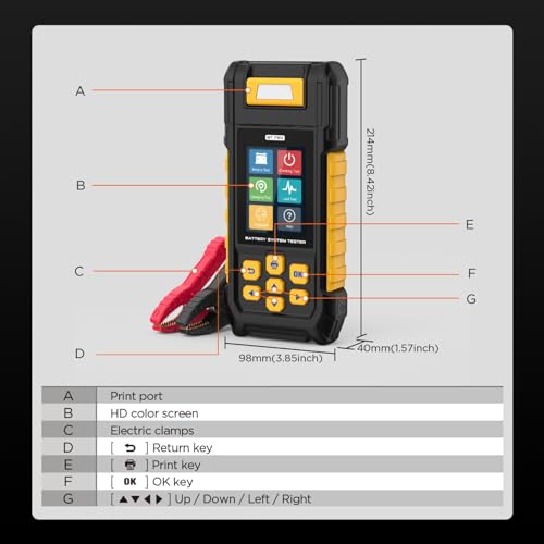 BT760 12V/24V Car Battery Tester with Printer, 30-2000 CCA
