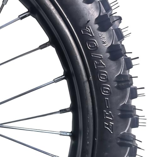 Beeking 70/100-17 Front Wheel Rim Tire Assembly for Dirt Bike 15mm axle front Wheel Rim Tire Fits 50cc-125cc dirt bike TTR SSR CRF Apollo Includes 200mm brake disc.