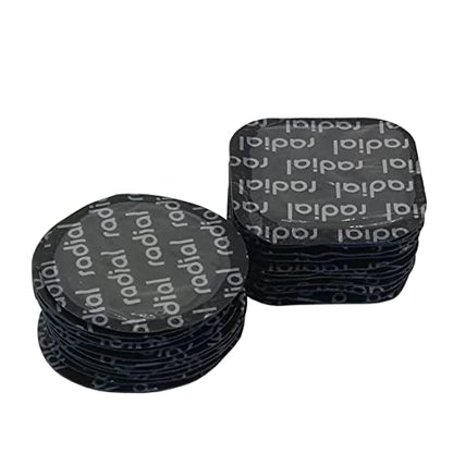 TP-MRS2b Radial Tire Patch Kit 24 pcs(Dia. 2 1/4" (57 mm) 12 pcs, and 2 1/4" x 2 1/4" (57 x 57 mm) 12 pcs in a Box) - size: dia.2.25" 12pcs, 2.25" x 2.25" 12pcs