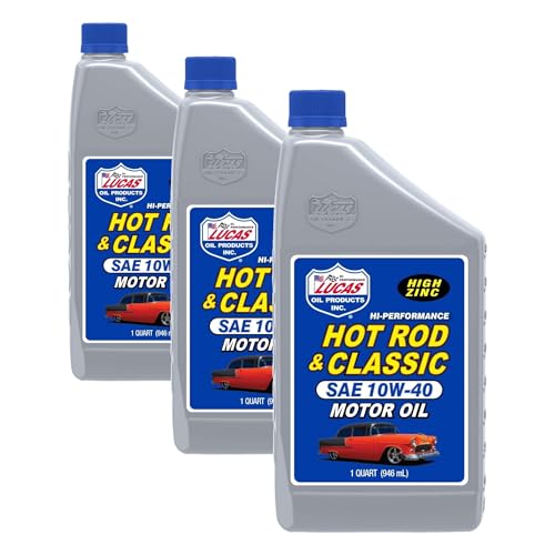 Lucas Oil 10688 Hot Rod and Classic Car SAE 10W-40 Motor Oil - 1 Quart (Pack of 3) - size: Pack of 3, style: Quart
