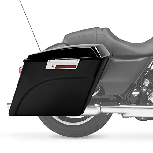 XFMT Motorcycle 5" Stretched Saddlebags Fit For Harley Touring 1993-2013 - color: Vivid Black W/ Chrome Latches, size: 5" Extended