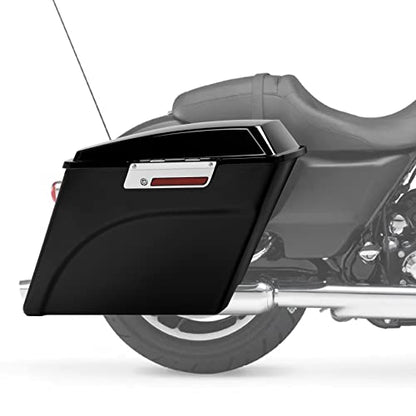 TCMT 5" Hard Saddle Bags Extended Saddlebag Trunk + Lid Latch Keys Fits For Harley Touring FLH FLT Electra Glide Ultra Classic CVO Road King Street Glide Road Glide 1993 1994-2013 - color: Vivid Black Chrome Latches
