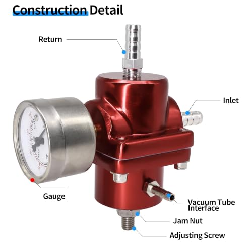 Fuel Pressure Regulator with 0-140 PSI Gauge and Fuel Line Hose - style: 0-140 PSI