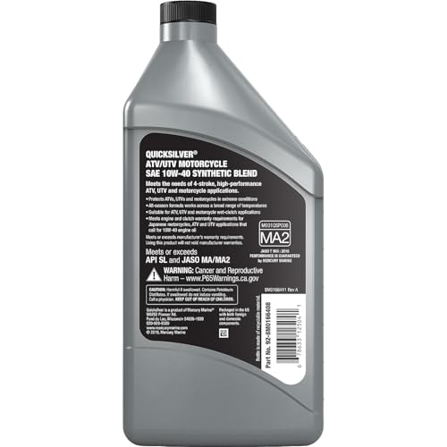 Quicksilver 10W-40 Synthetic Blend ATV, UTV, Motorcycle Oil, 1 Quart