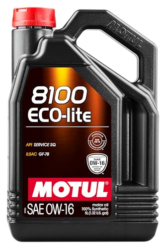 Motul 8100 Eco-Lite 0W-16 Motor Oil - 100% Synthetic, Fuel Economy Gasoline Engine Lubricant 5 Liter