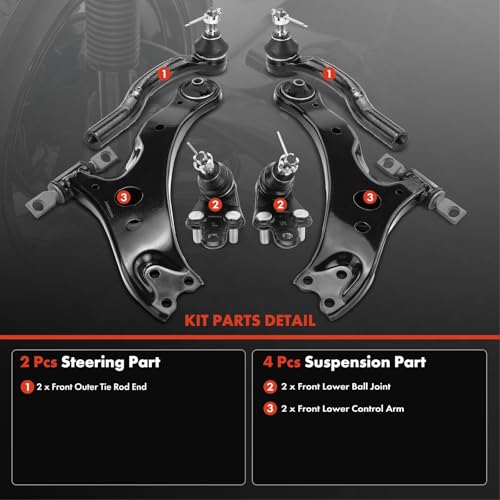 A-Premium 6Pcs Front Suspension Kit, Lower Control Arm, Lower Ball Joint