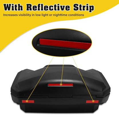 TCMT 96L ATV Storage Box Rack Basket Rear Cargo Trunk Luggage Tail Box with Backrest Universal - color: Black 96L-B