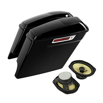 TCT-MOTORPARTS Vivid Black Painted 5'' Stretched Saddlebag 6x9'' Speakers Fit For Harley 2014-later Touring Models Street Road Glide Road King Electra Glide - color: 5" Extended Saddlebags+6x9" Speakers#2