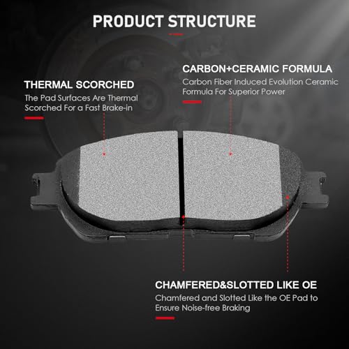 cciyu D906 D885 Brake Pads w/Hardware Front Rear Disc Brake Pad Set - size: Front[D906] + Rear[D885]
