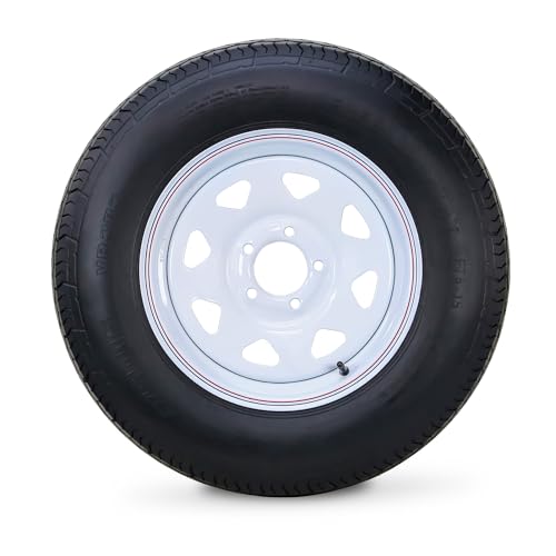 Free Country Trailer Tire Wheel ST205/75D15 6-Ply 101L 5X5 White Spoke Rim - size: ST205/75D15 /6PR /5X5