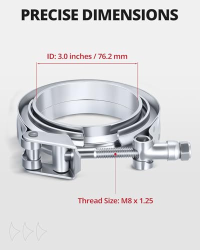 EVIL ENERGY V Band Clamp Quick Release Stainless Steel with Flange Male Female Mild Steel (3.0 Inch) - size: 3.0"