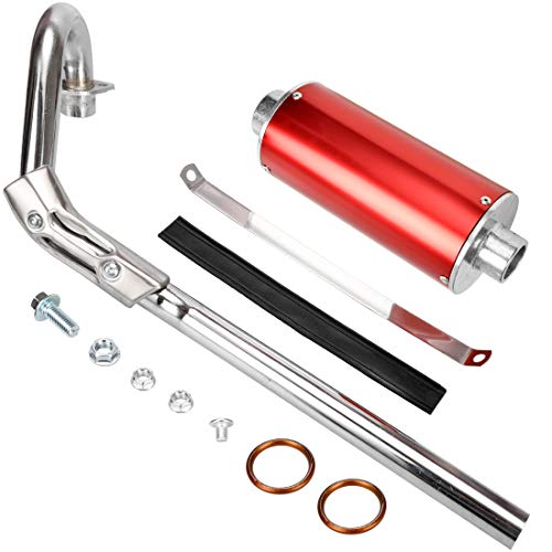 FVRITO Exhaust Pipe Muffler Silencer Kit for 125cc 110cc 70cc Dirt Pit Bike, 28mm Muffler for Chinese XR50 CRF50 Coolster SSR Baja Taotao Atomik Thumpstar Roketa Apollo Motorcycle ATV Parts Red - color: Red