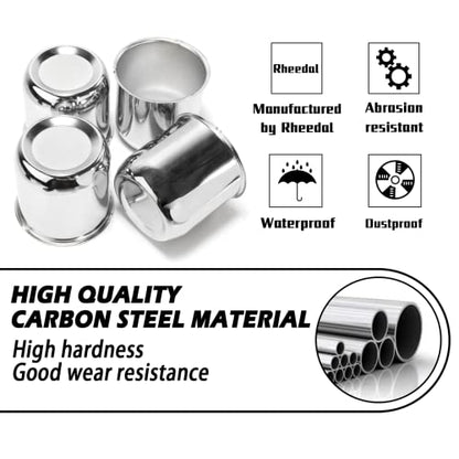 4Pcs 2.91" OD 2.91" H Push Through Trailer Wheel Center Cap for Rim - color: Chrome, size: 2.91" Hub 2.95" H