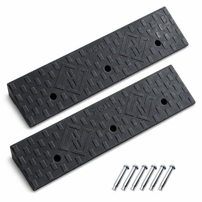 Heavy Duty Rubber Curb Ramps, 2'' Rise, 2 Pack, 11000 LBS Capacity - size: 2" H