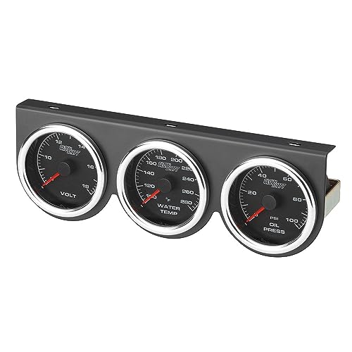 GlowShift Racing 3-Gauge Set w/Triple Under Dash Gauge Pod, 2-5/8" 65mm